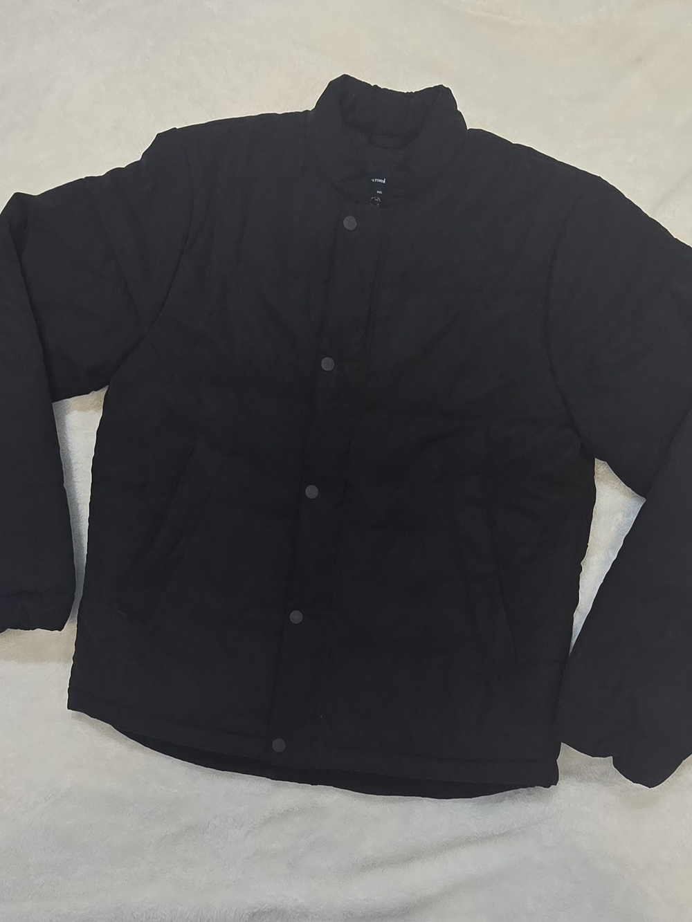 Abercrombie & Fitch Puffer Jacket Mens Small Black Snap Zip Water Wind Resistan